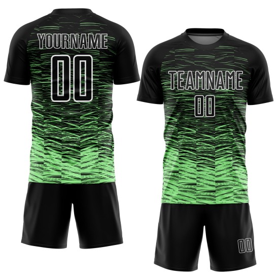 Grün-Weiß Sublimation Custom Uniform Jersey Pea Soccer Black Line Grün-Weiß Sublimation Custom Uniform Jersey Pea Soccer Black Line