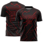 Schwarze Sublimation Fußball Rot Uniform Lightning Custom Jersey Schwarze Sublimation Fußball Rot Uniform Lightning Custom Jersey