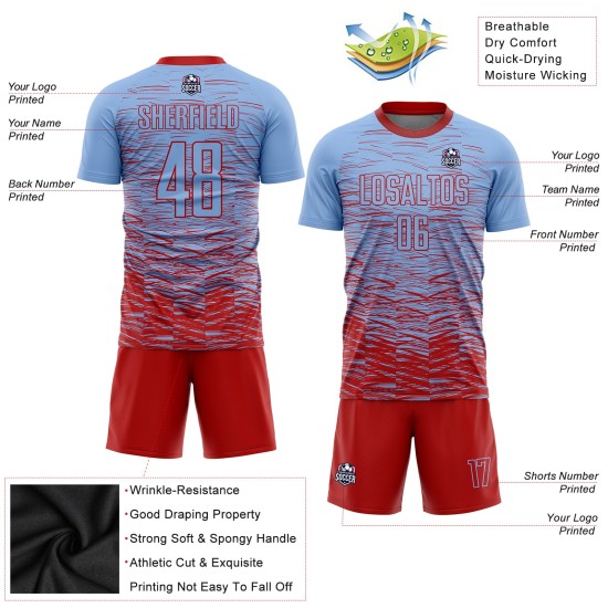 Jersey Fußball Rot Licht Uniform Custom Blau Sublimation Jersey Fußball Rot Licht Uniform Custom Blau Sublimation