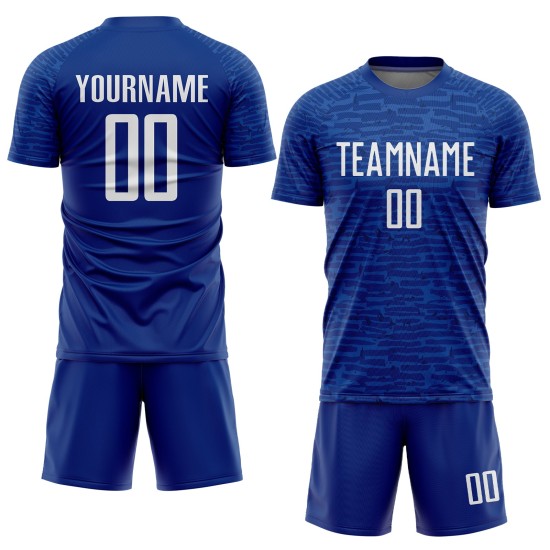 Uniform Weiß Royal Jersey Fußball Benutzerdefinierte Sublimation Uniform Weiß Royal Jersey Fußball Benutzerdefinierte Sublimation