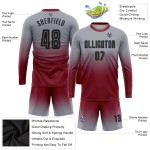 Benutzerdefinierte Uniform Ärmel Fußball Long Fade Jersey Mode Grau Schwarz-Crimson Sublimation