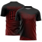 Rot Sublimation Jersey Custom Uniform Schwarz Linien Fußball Rot Sublimation Jersey Custom Uniform Schwarz Linien Fußball
