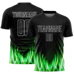 Fußballuniform Flammentrikot Sublimation Weiß Schwarz Custom Fußballuniform Flammentrikot Sublimation Weiß Schwarz Custom
