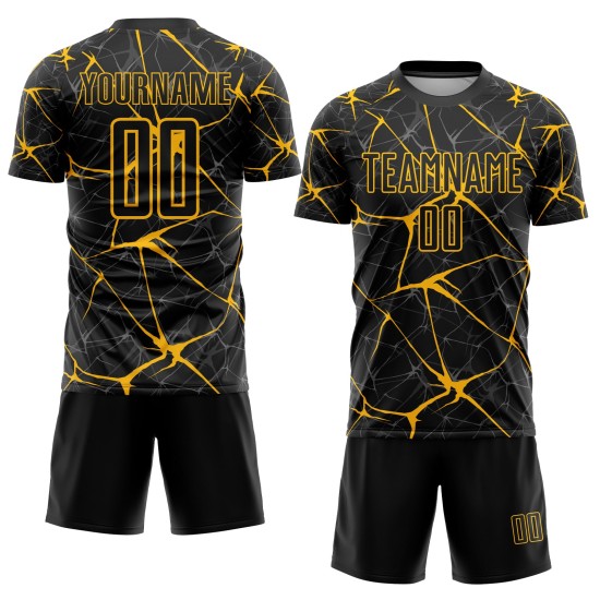 Uniform Schwarz Gelb Sublimation Jersey Fußball Custom Uniform Schwarz Gelb Sublimation Jersey Fußball Custom