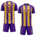 Fußball Sublimation Jersey Custom Gold-Weiß Uniform Streifen Lila Fußball Sublimation Jersey Custom Gold-Weiß Uniform Streifen Lila