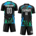 Weißlicht-Sublimationstrikot Uniform Blau Schwarz Custom Soccer Weißlicht-Sublimationstrikot Uniform Blau Schwarz Custom Soccer