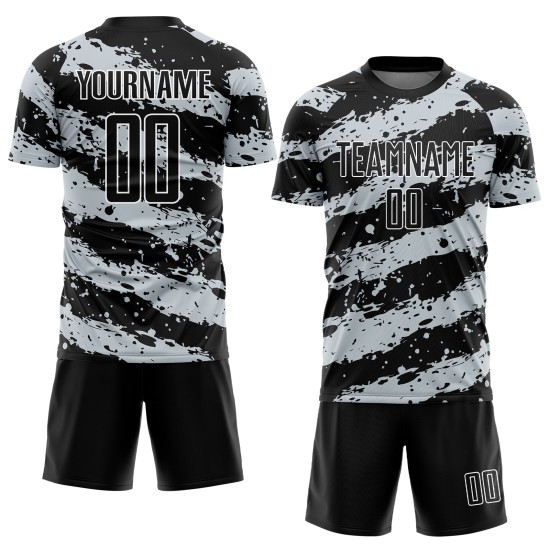 Sublimation Grau-Weiß Schwarz Jersey Fußball Custom Splash Light Uniform Sublimation Grau-Weiß Schwarz Jersey Fußball Custom Splash Light Uniform