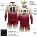Mode Uniform Fußball Custom Long Fade Creme Schwarz-Crimson Ärmel Jersey Sublimation Mode Uniform Fußball Custom Long Fade Creme Schwarz-Crimson Ärmel Jersey Sublimation