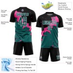 Uniform Spalsh Custom Jersey Teal-Pink Schwarz Fußball Sublimation Uniform Spalsh Custom Jersey Teal-Pink Schwarz Fußball Sublimation