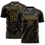 Alte benutzerdefinierte Lightning Gold Sublimation Jersey Uniform schwarz Fußball Alte benutzerdefinierte Lightning Gold Sublimation Jersey Uniform schwarz Fußball