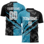 Graffiti Custom Blau Sublimation Uniform Black-Panther Scratch Fußball Jersey Muster Graffiti Custom Blau Sublimation Uniform Black-Panther Scratch Fußball Jersey Muster