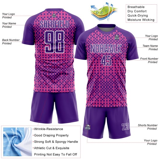 Fußball Formen Sublimation Uniform Custom Lila Rosa-Weiß Abstrakte Jersey Fußball Formen Sublimation Uniform Custom Lila Rosa-Weiß Abstrakte Jersey