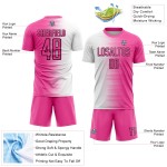 Benutzerdefinierte Uniform Sublimation Fußball Linie Gradient Weiß-Schwarz Jersey Rosa Benutzerdefinierte Uniform Sublimation Fußball Linie Gradient Weiß-Schwarz Jersey Rosa