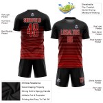 Schwarz-Rot-Weiß-Trikot Sublimation Custom Fußballuniform Schwarz-Rot-Weiß-Trikot Sublimation Custom Fußballuniform