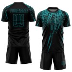 Sublimation Teal Jersey Fußball Custom Uniform Schwarz Sublimation Teal Jersey Fußball Custom Uniform Schwarz