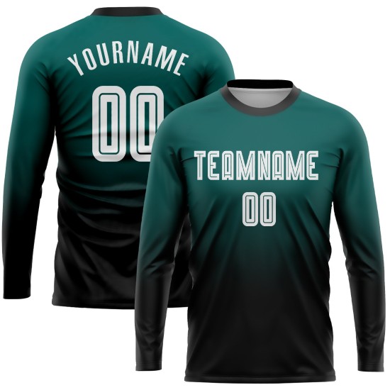 Green Midnight Custom Langarm Fade Fashion Uniform Sublimation Weiß-Schwarz Fußballtrikot Green Midnight Custom Langarm Fade Fashion Uniform Sublimation Weiß-Schwarz Fußballtrikot
