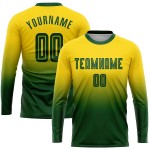 Sublimation Custom Fade Uniform Lange Mode Jersey Gold Ärmel Fußball Grün Sublimation Custom Fade Uniform Lange Mode Jersey Gold Ärmel Fußball Grün