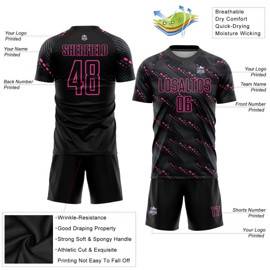 Fußball Sublimation Schwarz Uniform Jersey Custom Pink Fußball Sublimation Schwarz Uniform Jersey Custom Pink