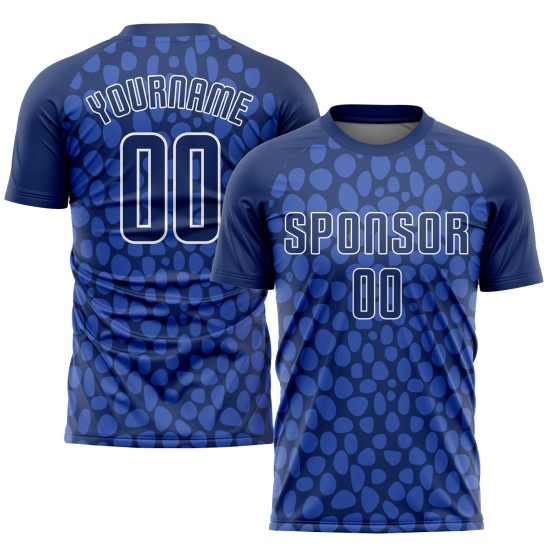 Navy Royal Jersey Sublimation Uniform Custom Fußball Weiß