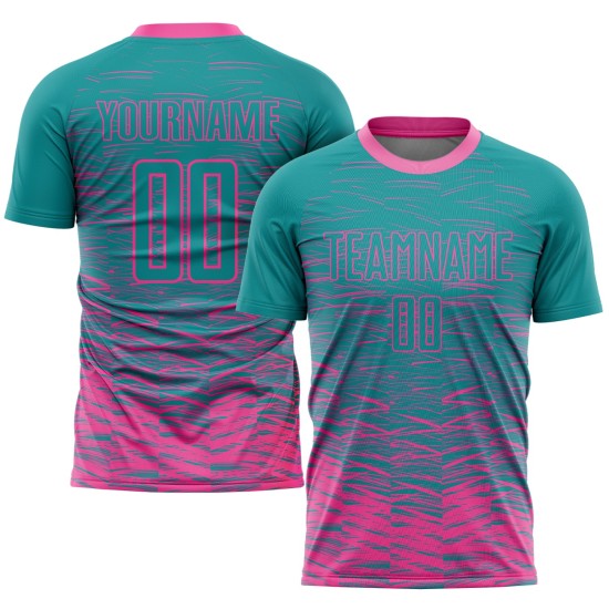 Benutzerdefinierte Jersey Sublimation Rosa Fußball Uniform Teal
