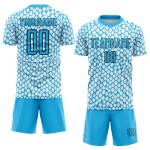 Schwarz-Weiß Uniform Fußball Haut Blau Himmel Sublimation Schlange Jersey Custom Schwarz-Weiß Uniform Fußball Haut Blau Himmel Sublimation Schlange Jersey Custom