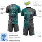 Graue Uniform Graffiti Fußball Jersey Scratch Teal-Steel Muster Custom Sublimation Graue Uniform Graffiti Fußball Jersey Scratch Teal-Steel Muster Custom Sublimation