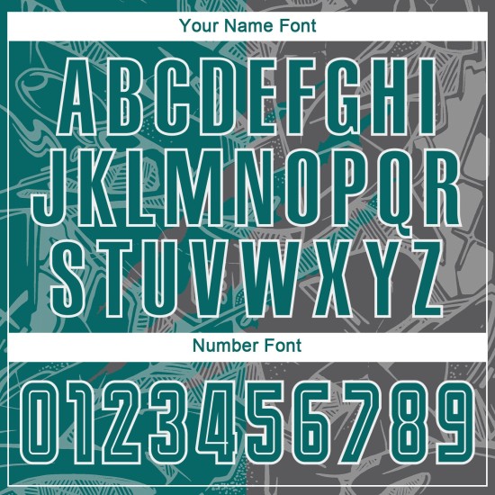 Graue Uniform Graffiti Fußball Jersey Scratch Teal-Steel Muster Custom Sublimation Graue Uniform Graffiti Fußball Jersey Scratch Teal-Steel Muster Custom Sublimation