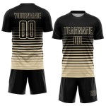 Mode Custom Fußball Jersey Uniform Fade Sublimation Creme Nadelstreifen Schwarz Mode Custom Fußball Jersey Uniform Fade Sublimation Creme Nadelstreifen Schwarz