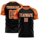 Custom Bay Fußballuniform Sublimationstrikot Orange-Weiß Afrikanisches Muster Schwarz Custom Bay Fußballuniform Sublimationstrikot Orange-Weiß Afrikanisches Muster Schwarz