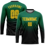 Fade Jersey Custom Fußball Lange Gold-Schwarz Sublimation Grün Mode Uniform Ärmel Kelly