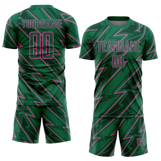 Uniform Kelly Sublimation Fußball Lightning Pink Grün Custom Jersey Uniform Kelly Sublimation Fußball Lightning Pink Grün Custom Jersey