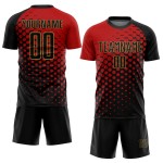 Sublimation Uniform Rot Gold Fußball Jersey Schwarz-Old Custom