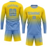 Uniform Fade Sleeve Lange Custom Blau Fußball Licht Jersey Mode Gold Sublimation Uniform Fade Sleeve Lange Custom Blau Fußball Licht Jersey Mode Gold Sublimation