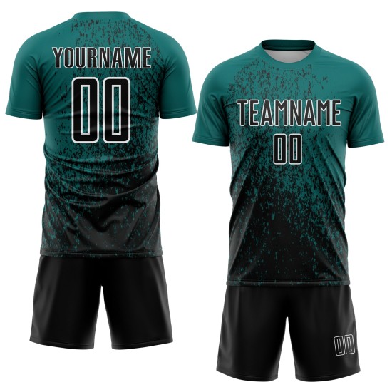 Benutzerdefinierte schwarz-weiß Fragment Uniform Kunst Teal abstrakte Jersey Sublimation Fußball Benutzerdefinierte schwarz-weiß Fragment Uniform Kunst Teal abstrakte Jersey Sublimation Fußball