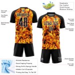 Uniform Fußballtrikot Weiß Flamme Schwarz Sublimation Custom Uniform Fußballtrikot Weiß Flamme Schwarz Sublimation Custom