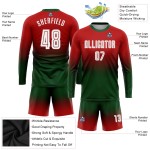 Sublimation Uniform Rot Fußball Verblassen Weiß-Grün Benutzerdefinierte Lange Jersey Sublimation Uniform Rot Fußball Verblassen Weiß-Grün Benutzerdefinierte Lange Jersey
