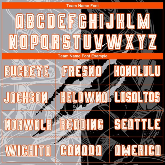 Weiß Fußball Muster Jersey Sublimation Grau-Orange Scratch Custom Graffiti Uniform Schwarz Weiß Fußball Muster Jersey Sublimation Grau-Orange Scratch Custom Graffiti Uniform Schwarz