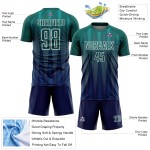Fußballtrikot Uniform Gradient Line Sublimation Neon Navy-Weiß Custom Grün Fußballtrikot Uniform Gradient Line Sublimation Neon Navy-Weiß Custom Grün