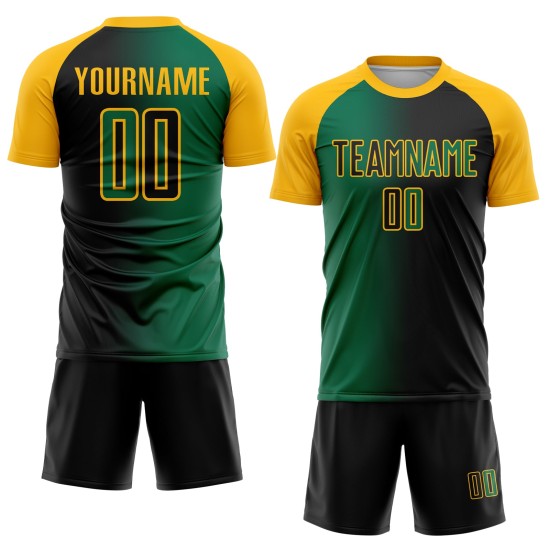 Kelly Custom Fashion Trikot Fußballuniform Schwarz Gradient Sublimation Grün-Gold Kelly Custom Fashion Trikot Fußballuniform Schwarz Gradient Sublimation Grün-Gold