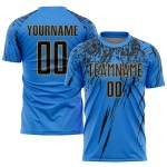 Benutzerdefinierte Sublimation Fußballuniform Pulver Gold Jersey Blau Schwarz-Alt