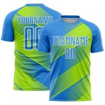 Sublimation Uniform Grün-Weiß Fußball Neon Powder Line Trikot Blau Custom Sublimation Uniform Grün-Weiß Fußball Neon Powder Line Trikot Blau Custom