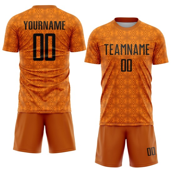 Benutzerdefinierte Black-Bay Orange Sublimation geometrische Jersey Fußball Orange Formen Texas Uniform Benutzerdefinierte Black-Bay Orange Sublimation geometrische Jersey Fußball Orange Formen Texas Uniform