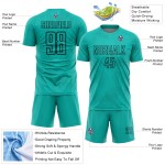 Aqua Fußball Jersey Custom Schwarz Formen Geometrische Uniform Sublimation Aqua Fußball Jersey Custom Schwarz Formen Geometrische Uniform Sublimation