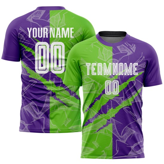 Scratch Grün-Lila Jersey Aurora Muster Sublimation Graffiti Uniform Custom Fußball Scratch Grün-Lila Jersey Aurora Muster Sublimation Graffiti Uniform Custom Fußball