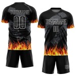 Benutzerdefinierte Sublimation Flamme Jersey Rot-Gold Uniform Fußball Schwarz Benutzerdefinierte Sublimation Flamme Jersey Rot-Gold Uniform Fußball Schwarz