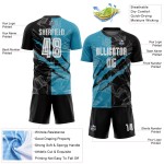 Graffiti Custom Blau Sublimation Uniform Black-Panther Scratch Fußball Jersey Muster Graffiti Custom Blau Sublimation Uniform Black-Panther Scratch Fußball Jersey Muster