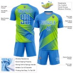 Sublimation Uniform Grün-Weiß Fußball Neon Powder Line Trikot Blau Custom Sublimation Uniform Grün-Weiß Fußball Neon Powder Line Trikot Blau Custom