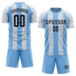 Fußballtrikot Uniform Sublimation Custom Schwarz-Weiß Blau Licht Fußballtrikot Uniform Sublimation Custom Schwarz-Weiß Blau Licht
