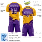 Sublimation Splash Custom Lila Fußball Gold-Weiß Uniform Trikot Sublimation Splash Custom Lila Fußball Gold-Weiß Uniform Trikot