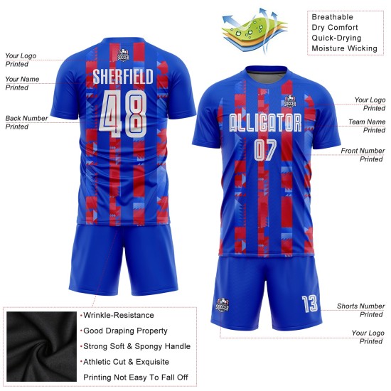 Trikot Uniform Custom Weiß-Rot Sublimation Fußball Home Royal Trikot Uniform Custom Weiß-Rot Sublimation Fußball Home Royal